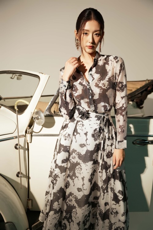 Sixdo White & Black Organza Shirt